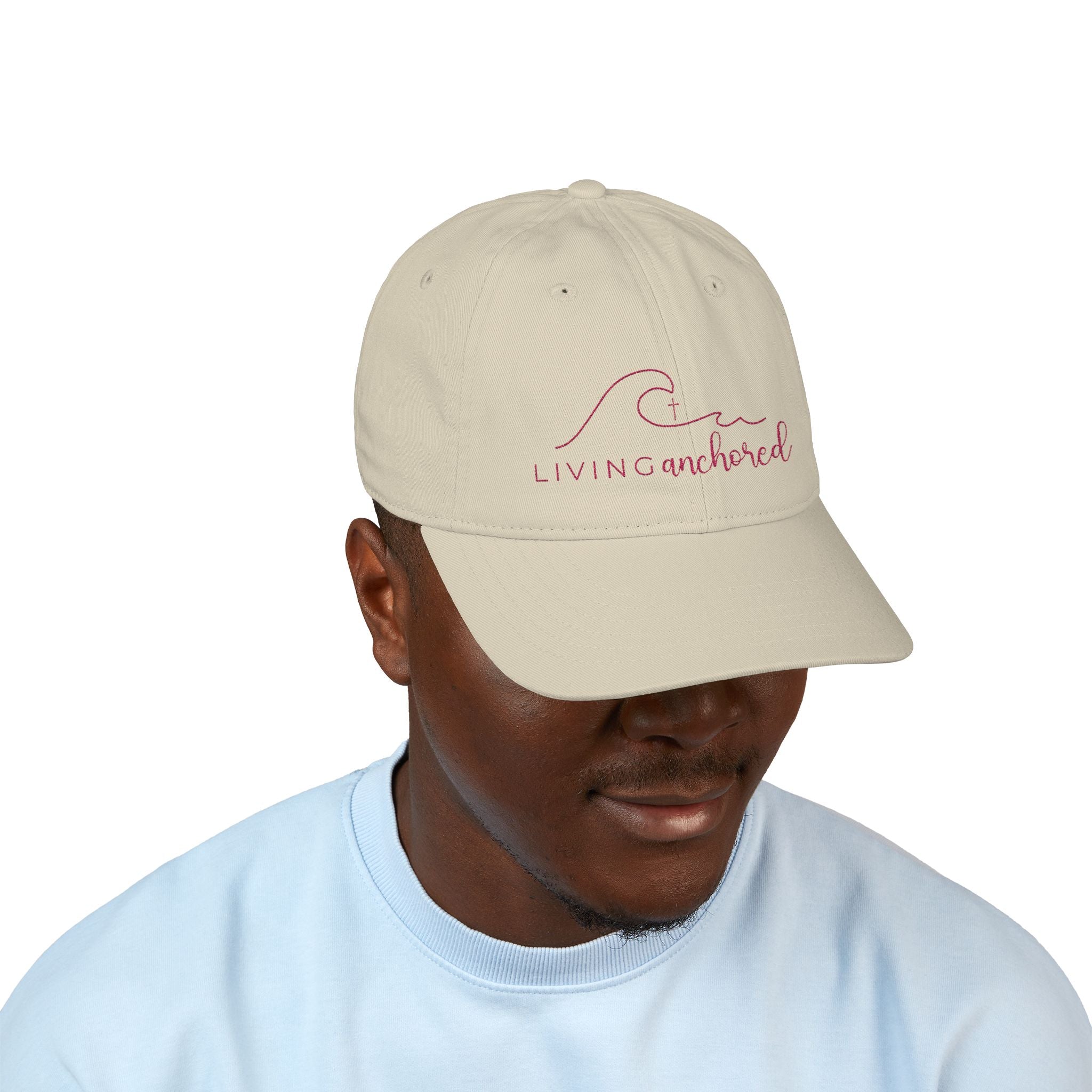 Living Anchored Organic Baseball Cap – Pink Thread Edition