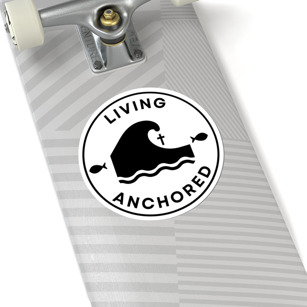 Living Anchored | Kiss-Cut Stickers (black and white)