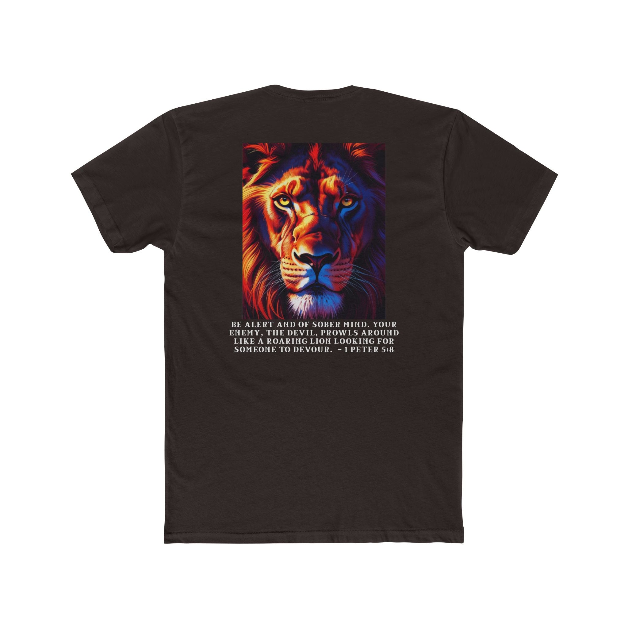 Unisex Cotton Crew Tee – Living Anchored | Lion Design with 1 Peter 5:8 (white text)