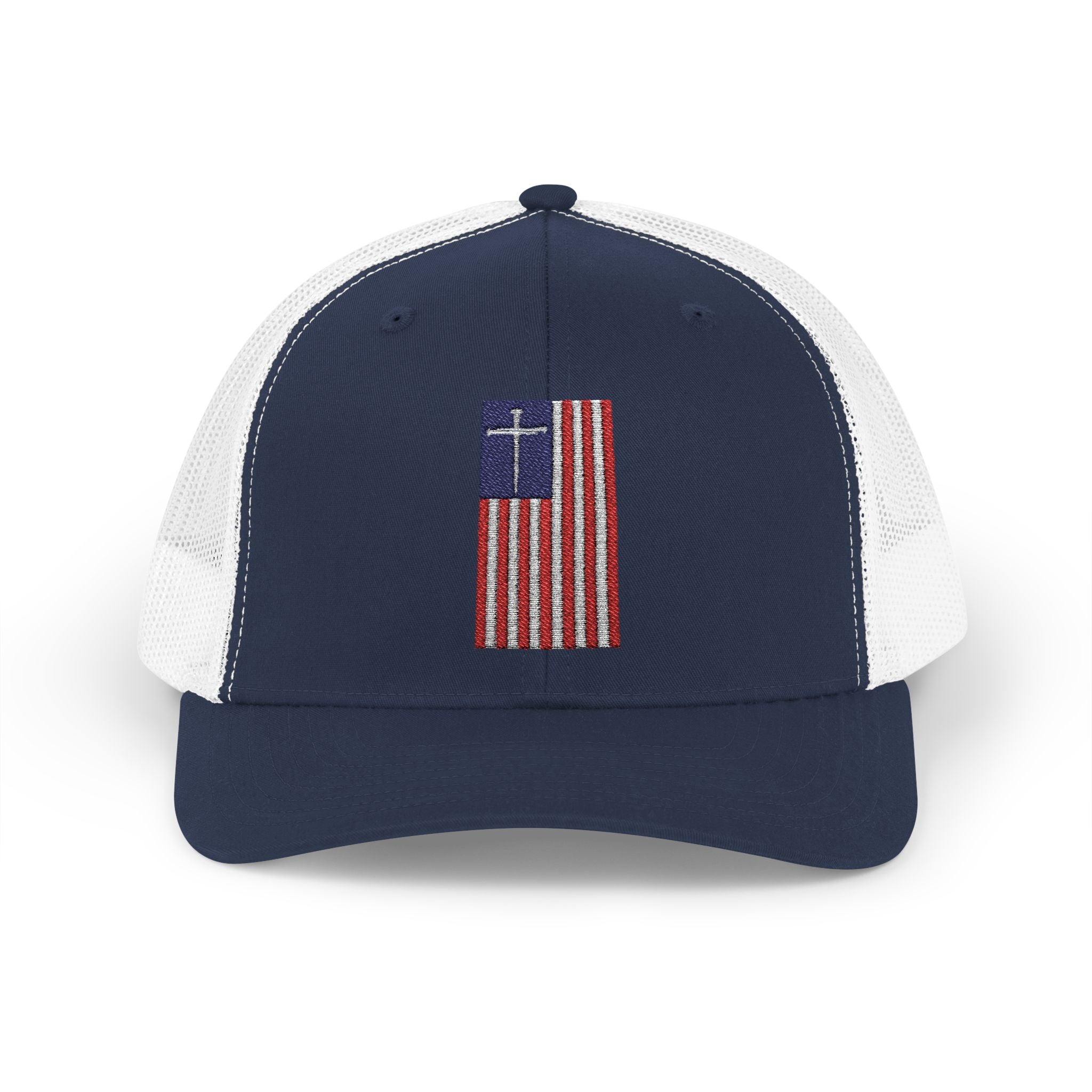 American Flag Cross – Snapback Trucker Cap (16 Colors)