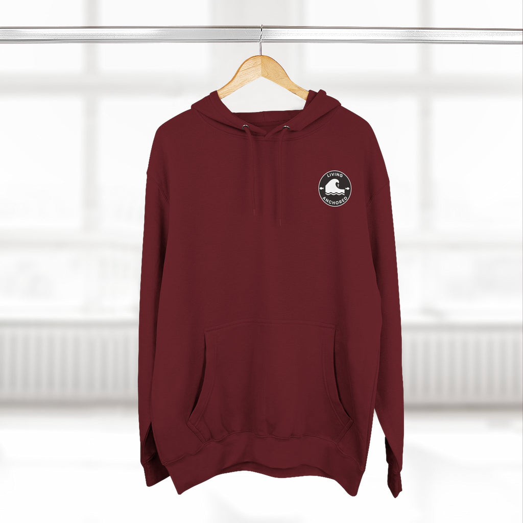 Living Anchored Fleece Hoodie – Fishing Sunset with Psalm 143:8