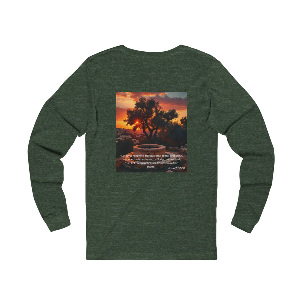 Living Anchored Jersey Long Sleeve Tee – Well at Sunset (John 7:37-38)