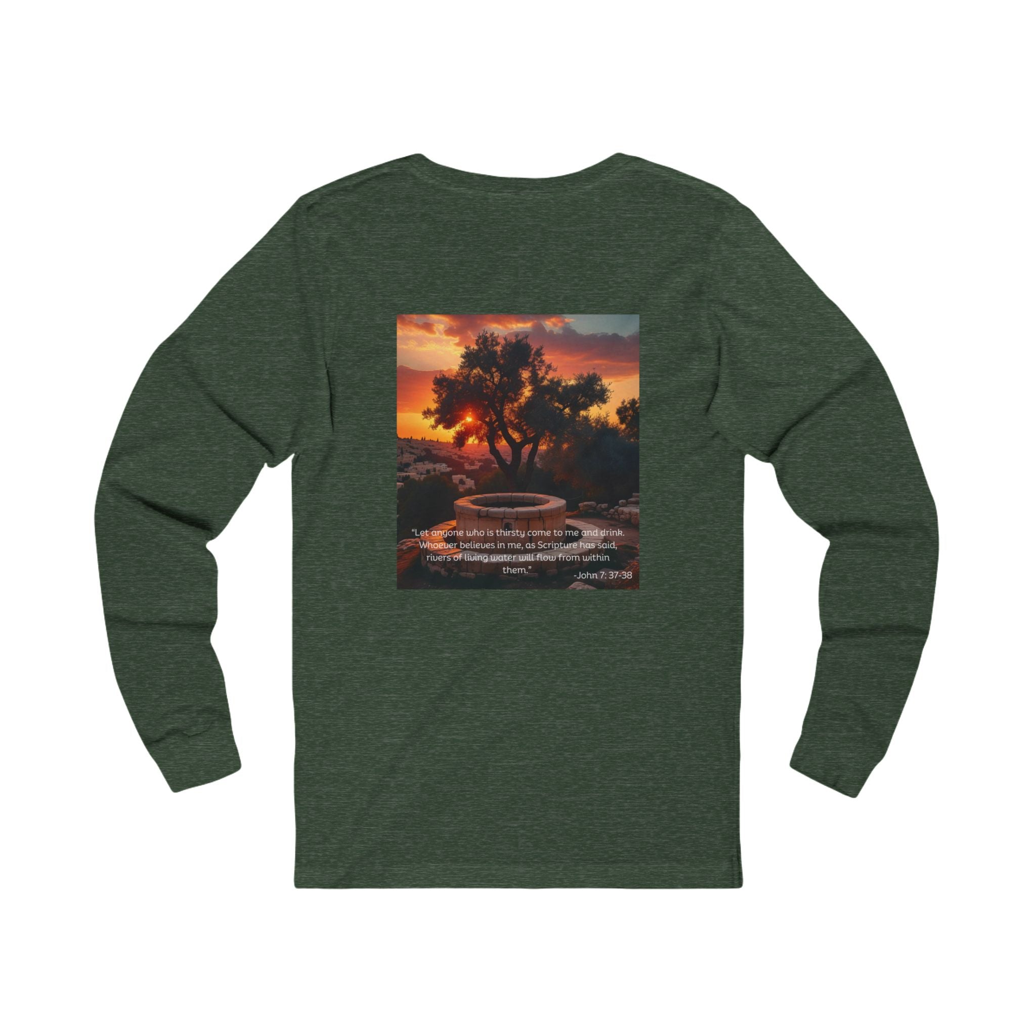 Living Anchored Jersey Long Sleeve Tee – Well at Sunset (John 7:37-38)
