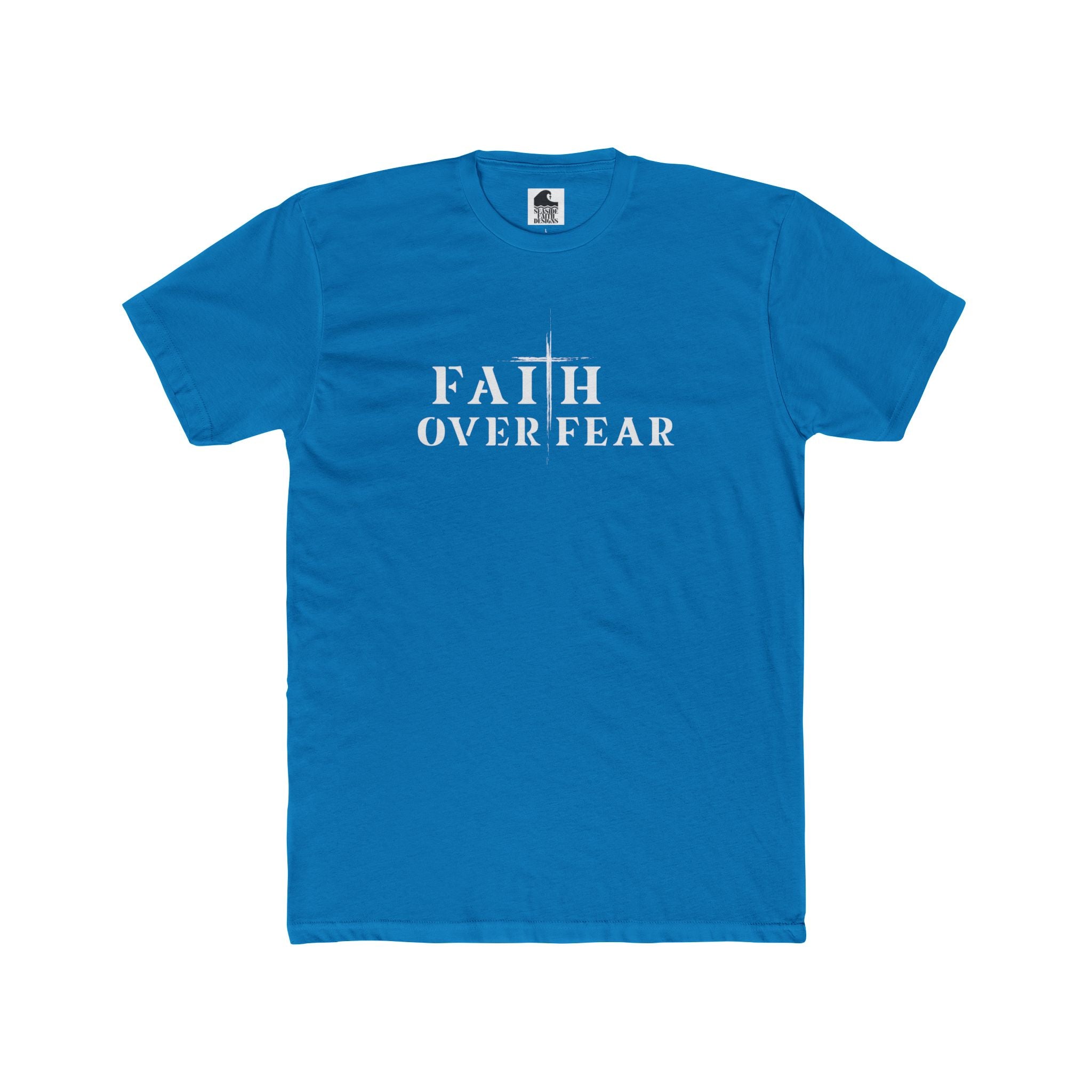 Faith Over Fear – Cotton Crew Tee (13 Colors, White Font)