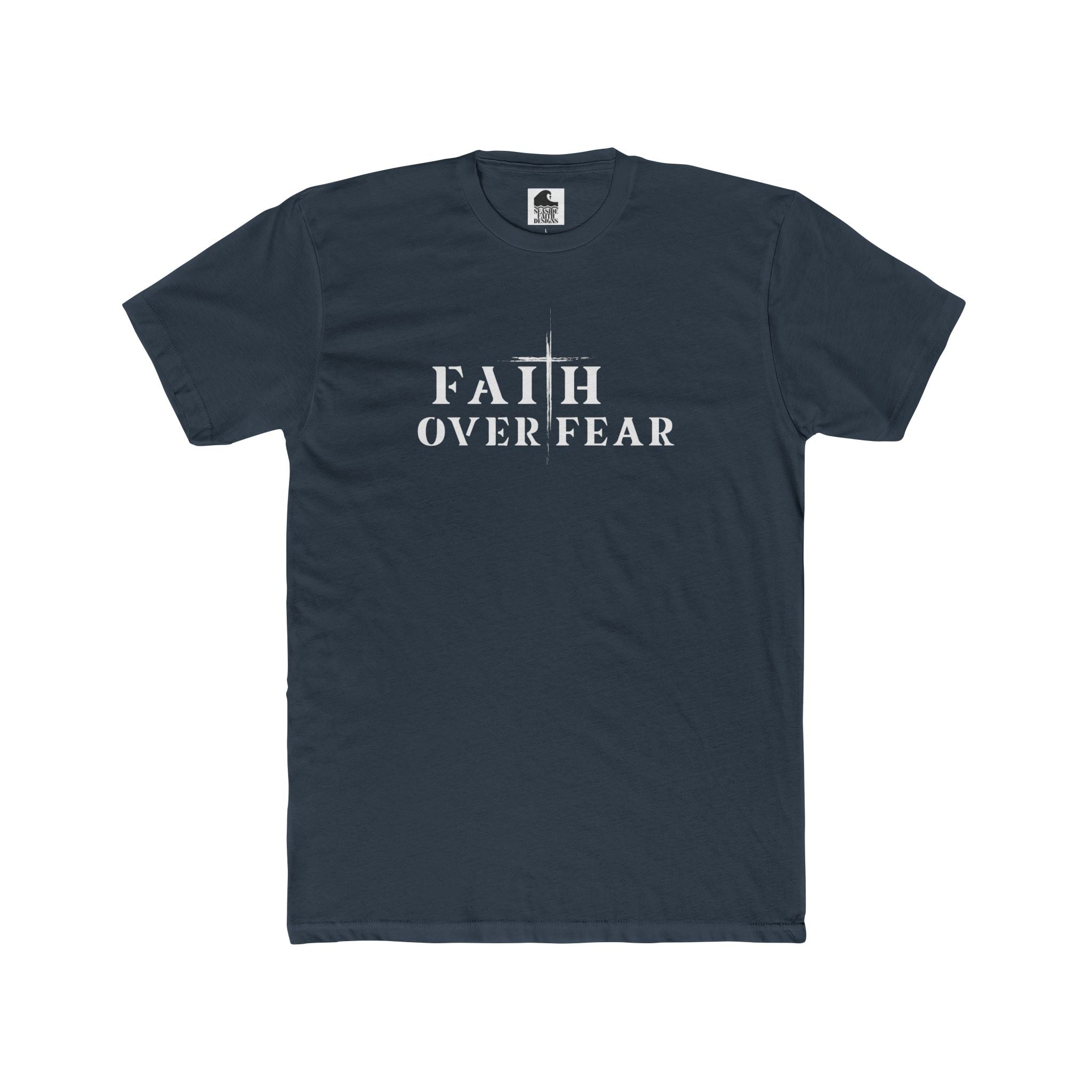 Faith Over Fear – Cotton Crew Tee (13 Colors, White Font)