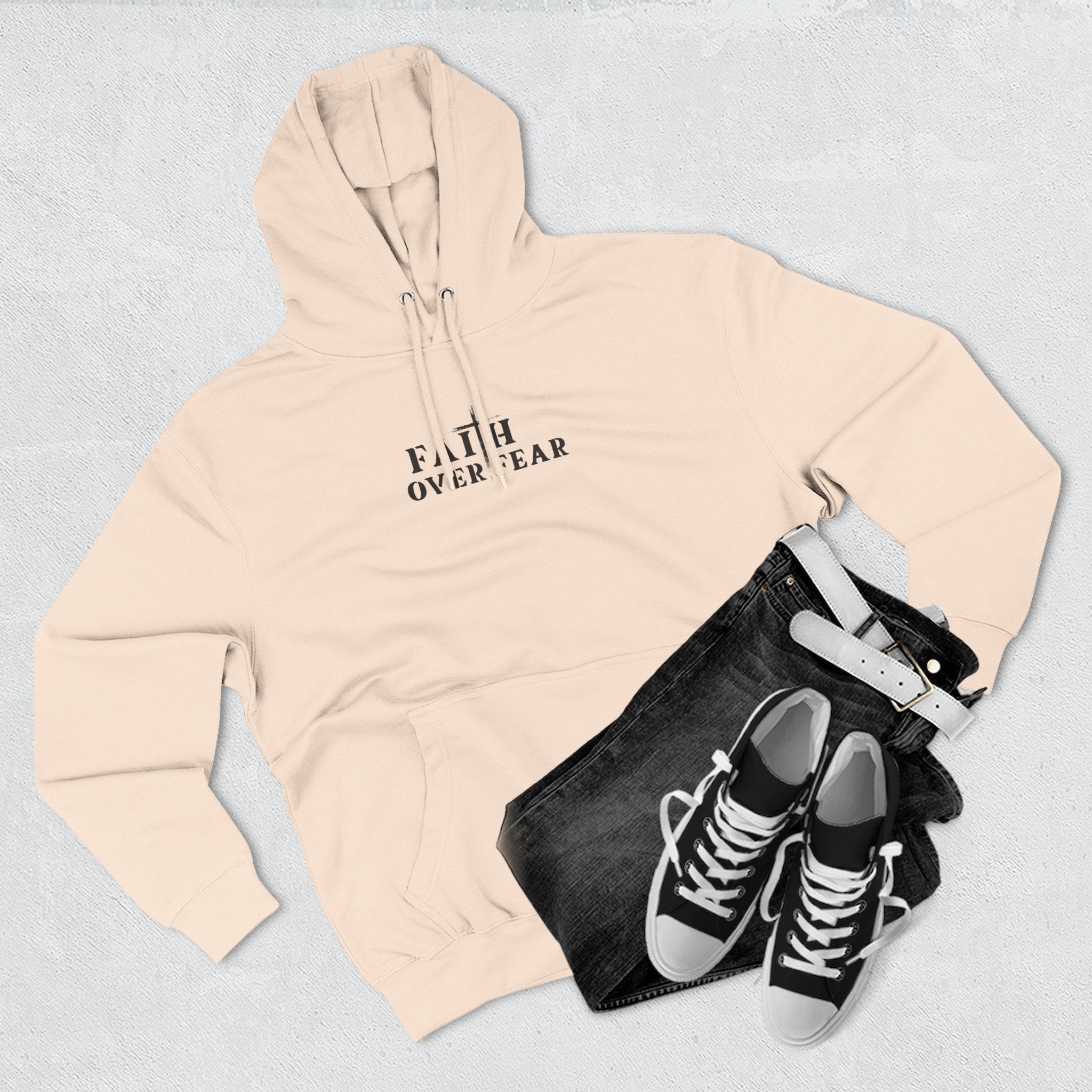 Faith Over Fear Fleece Hoodie – Proverbs 29:25 (Black Font)