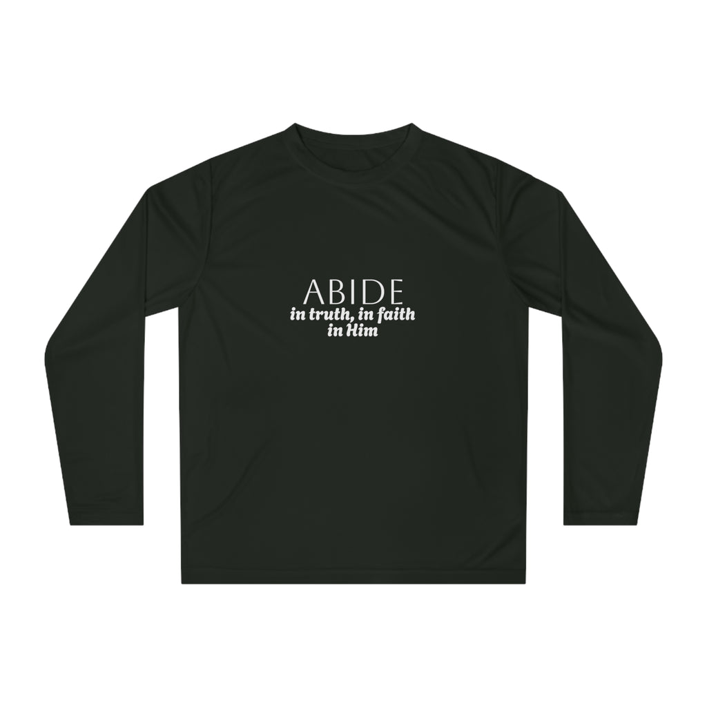 Women’s Long Sleeve Shirt – ABIDE- Charlie Kirk Tribute (3 colors available)