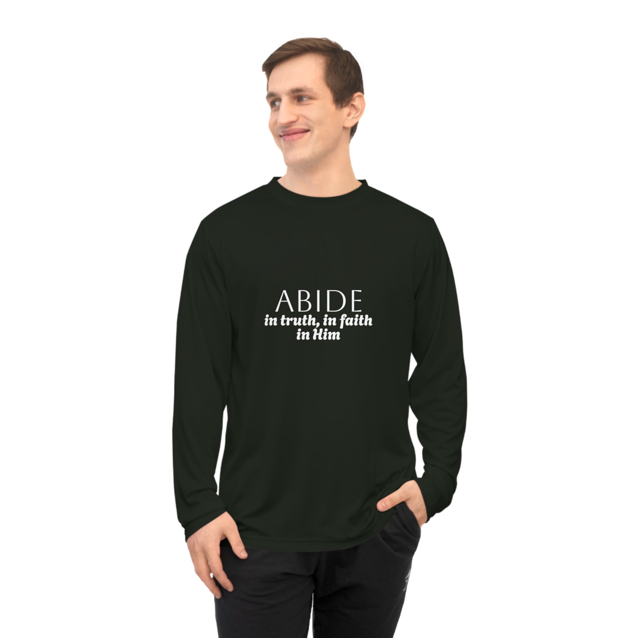 Women’s Long Sleeve Shirt – ABIDE- Charlie Kirk Tribute (3 colors available)
