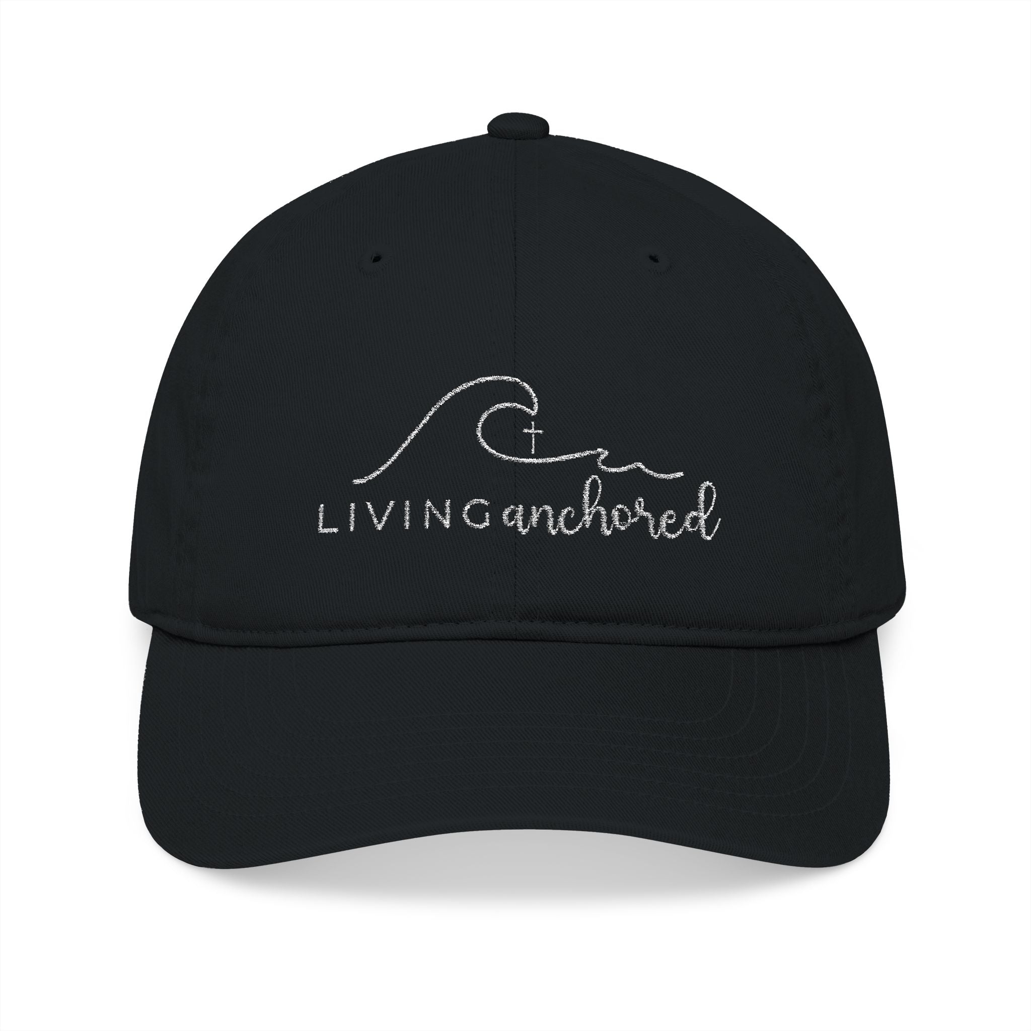 Living Anchored Organic Baseball Cap – White Thread Edition