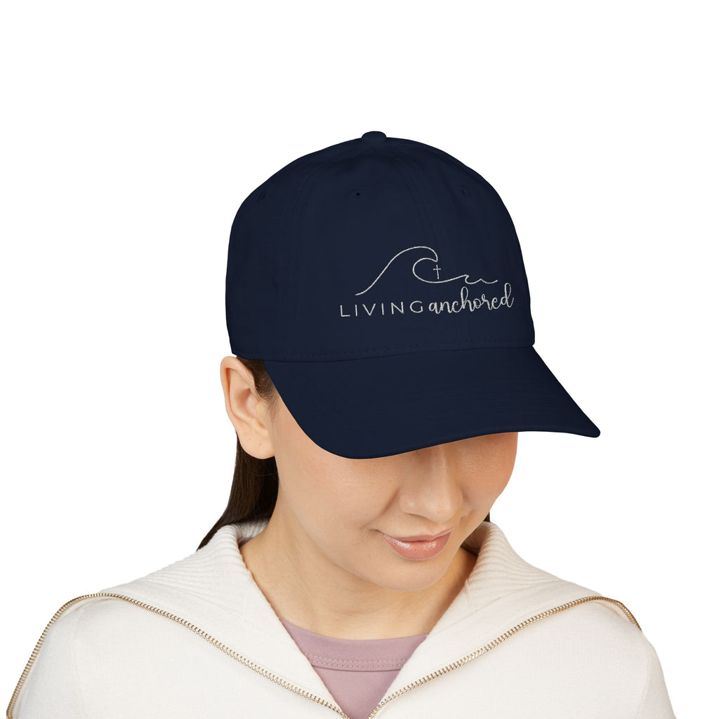Living Anchored Organic Baseball Cap – White Thread Edition